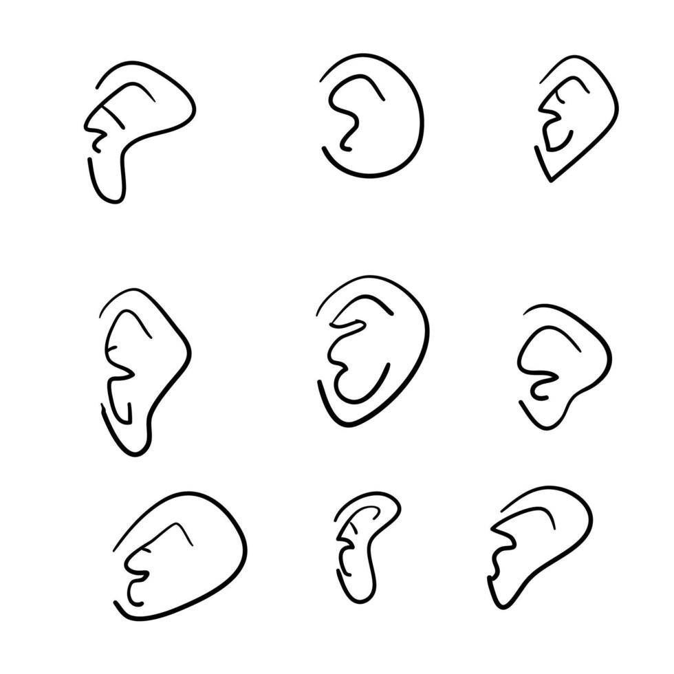 doodle ears collection handdrawn style vector