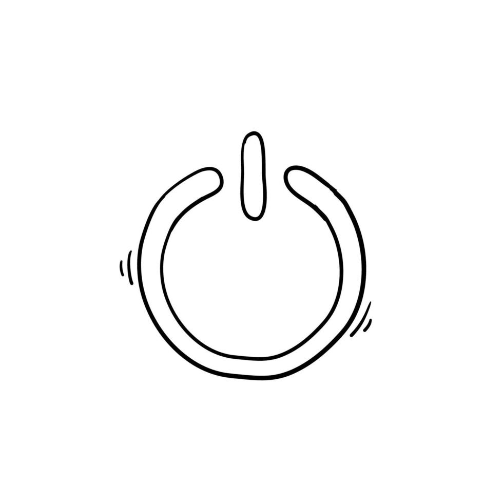 power button icon with handdrawn doodle style vector