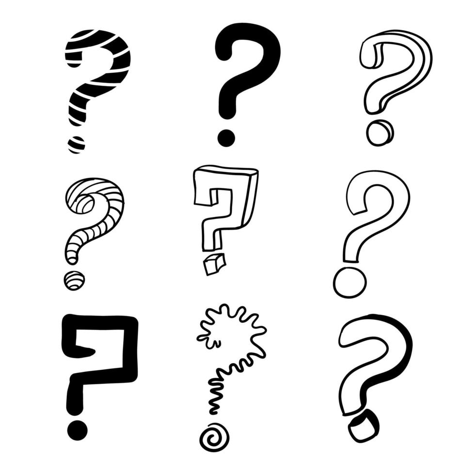 hand drawn question mark with doodle cartoon style vector