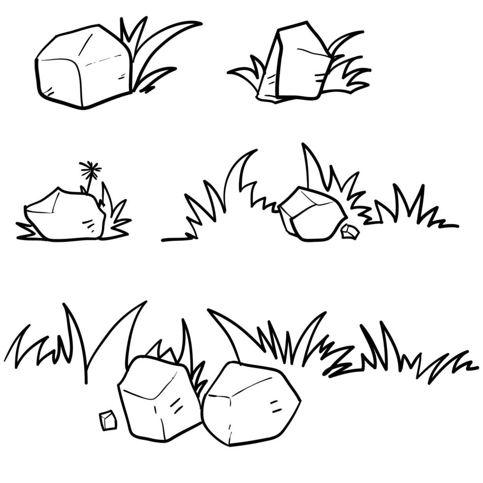 doodle grass illustration collection handdrawn style vector