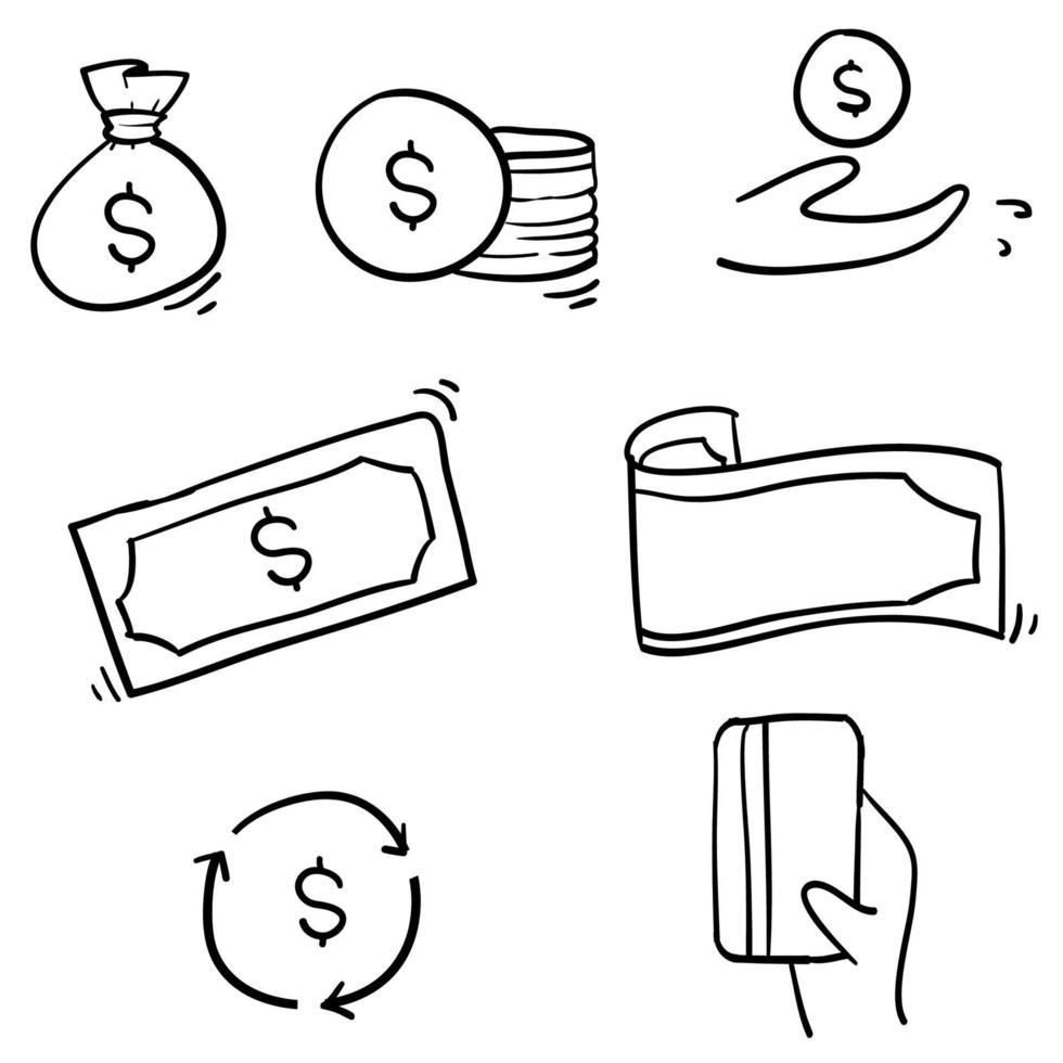 money illustration with handdrawn doodle style vector