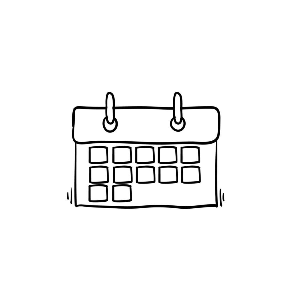 calendar mobile icon vector with handdrawn style