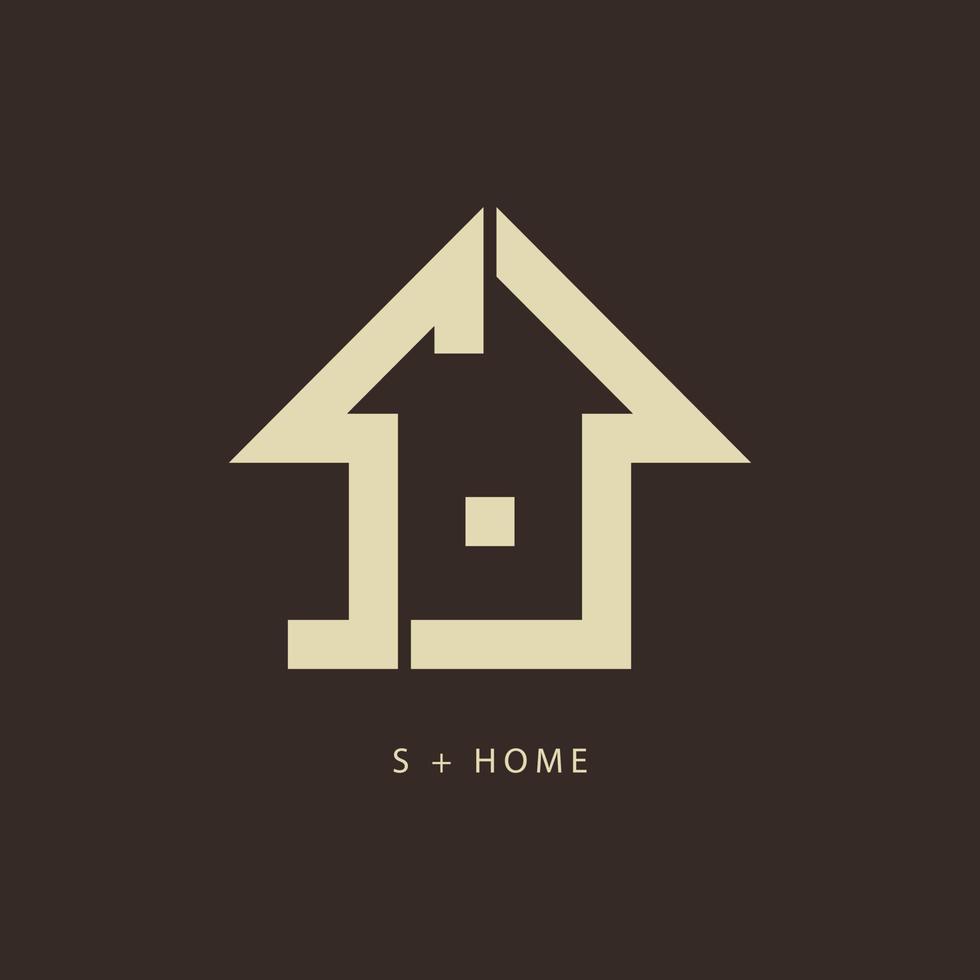 Letter S and Home Icon Combination. Logo Design. vector