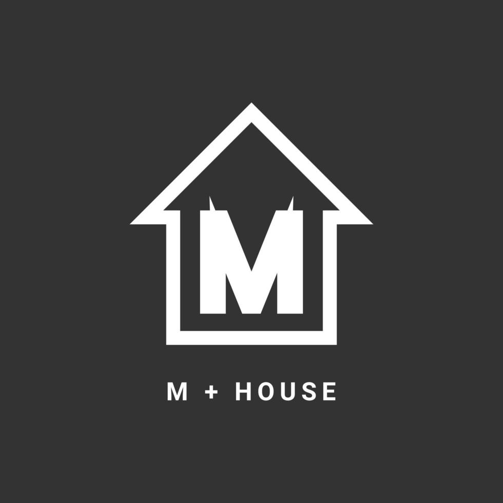 Letter M and Home Icon Combination. Logo Design. vector