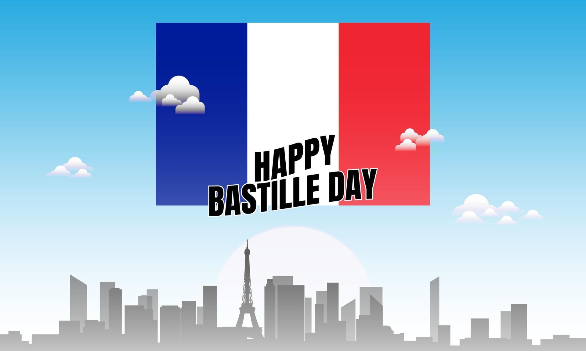 Bastille Day Background with Paris City Landscape. 6787603 Vector Art
