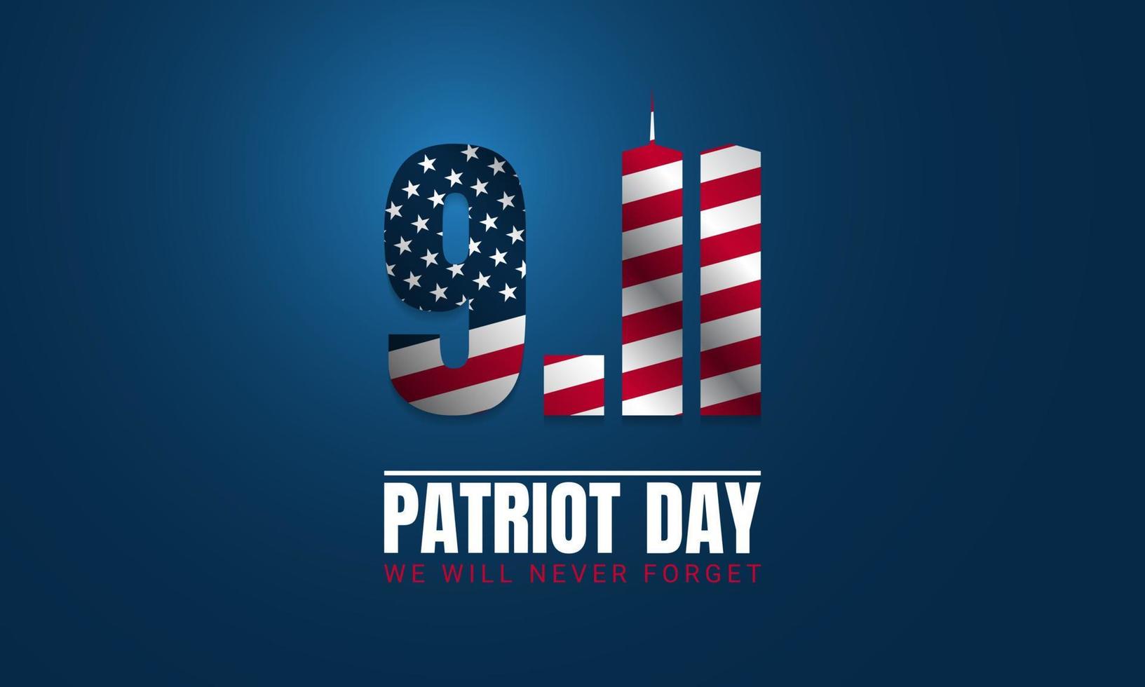 Patriot Day Greeting Card on Blue Background. vector