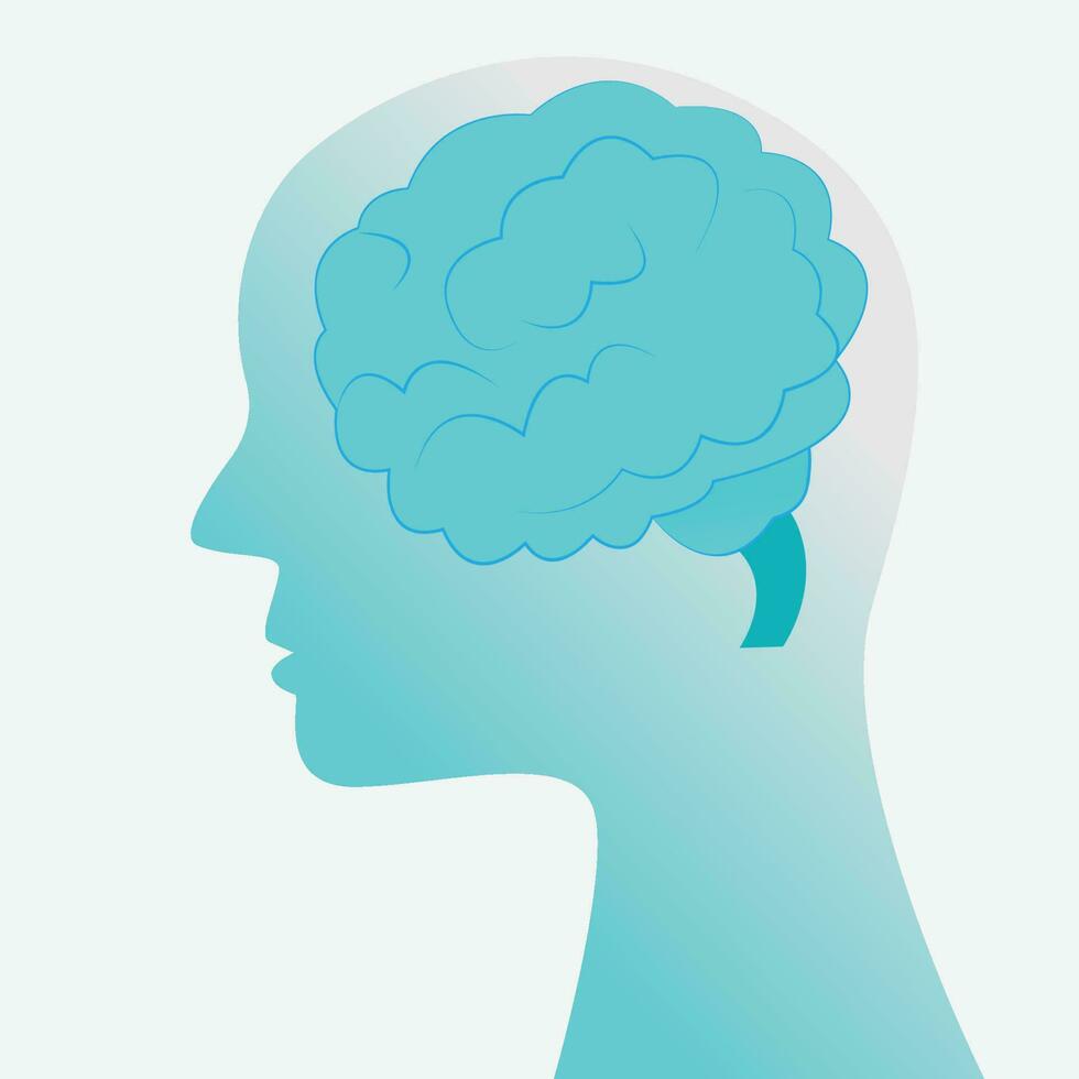 Side profile of silhouette and brain vector