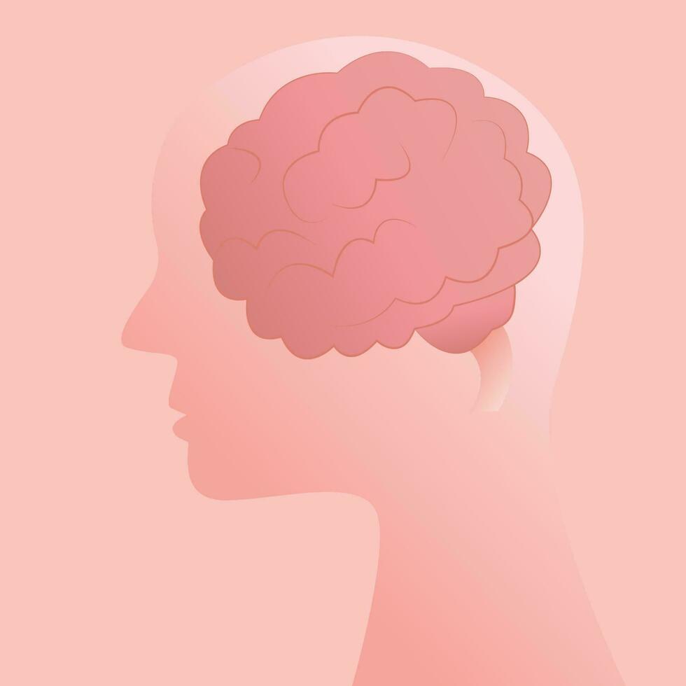 Side profile of silhouette and brain vector