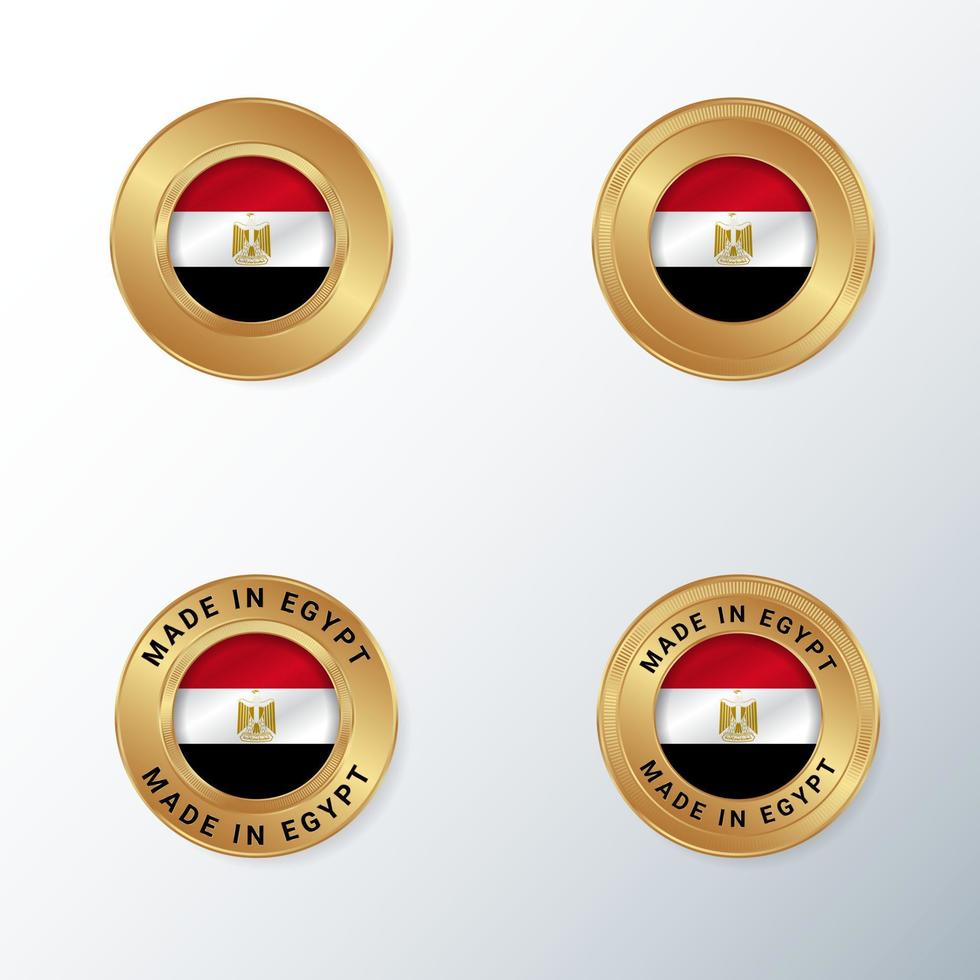 Golden badge icon with Egypt country flag. vector