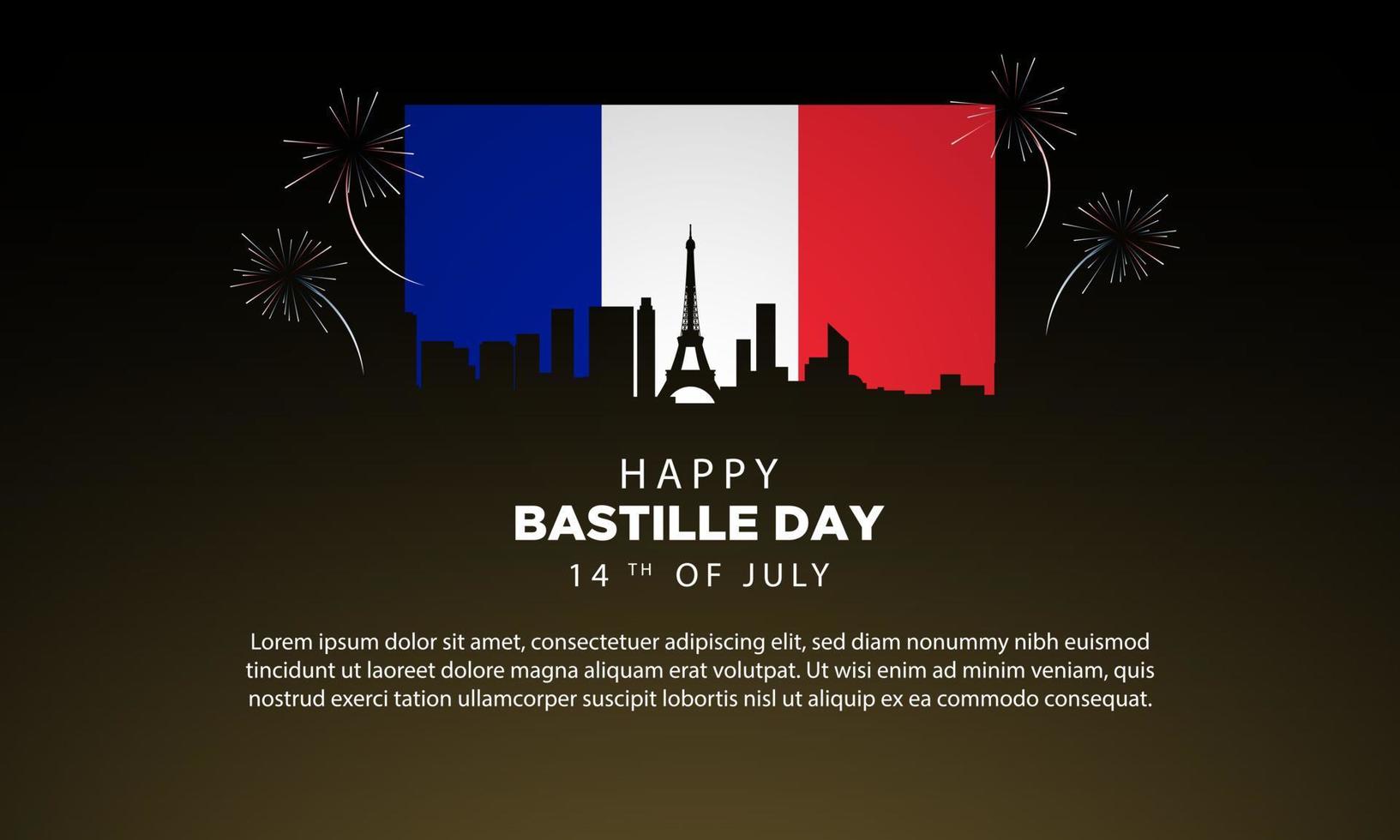 Bastille Day Background with Paris City Landscape. vector