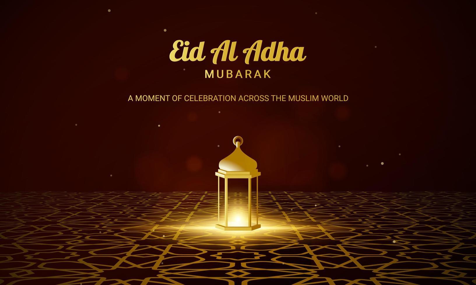 Eid Mubarak background template with lantern and islamic ornament. vector
