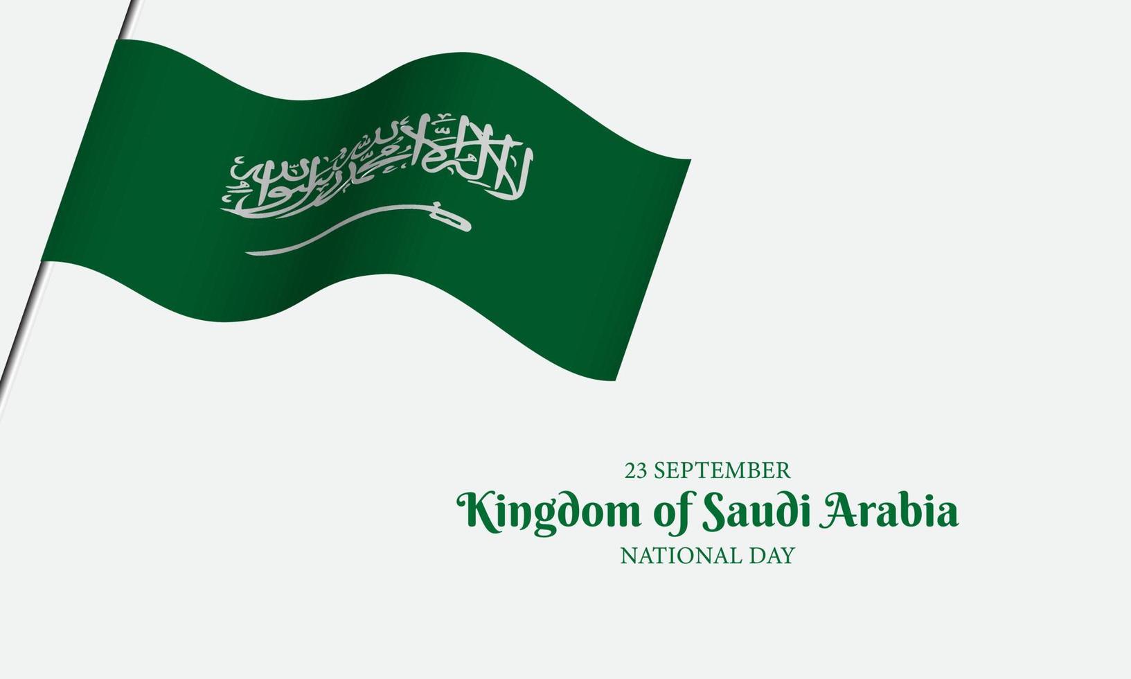 Kingdom of Saudi Arabia National Day Background with Waving Flag Illustration. vector