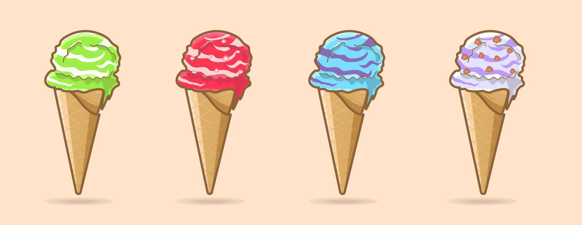 ice cream set vector colorful