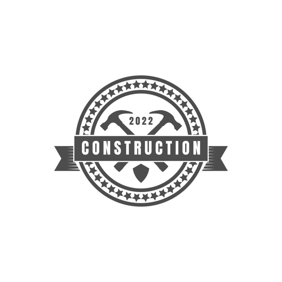 diseño de logotipo de hipster de martillo de casa de construcción retro vintage. - vectores. vector