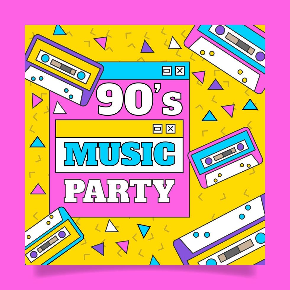 Flat design 90s party banner. -  Vector. vector