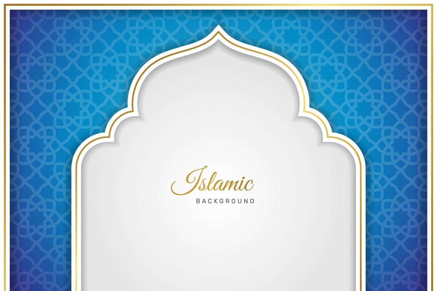 White and blue luxury islamic arch background with decorative ornament pattern. -  Vector. vector