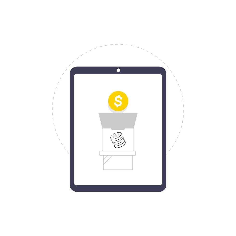 money mining vector illustration concept with smartphone