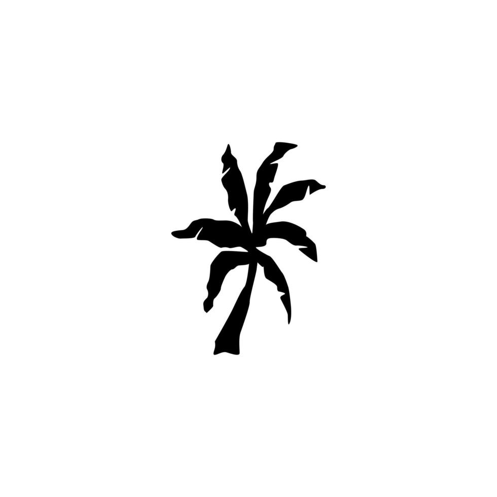 Silhouette of palm trees. Vector illustration isolated white background. Tropical palm tree, separate banana leaf.
