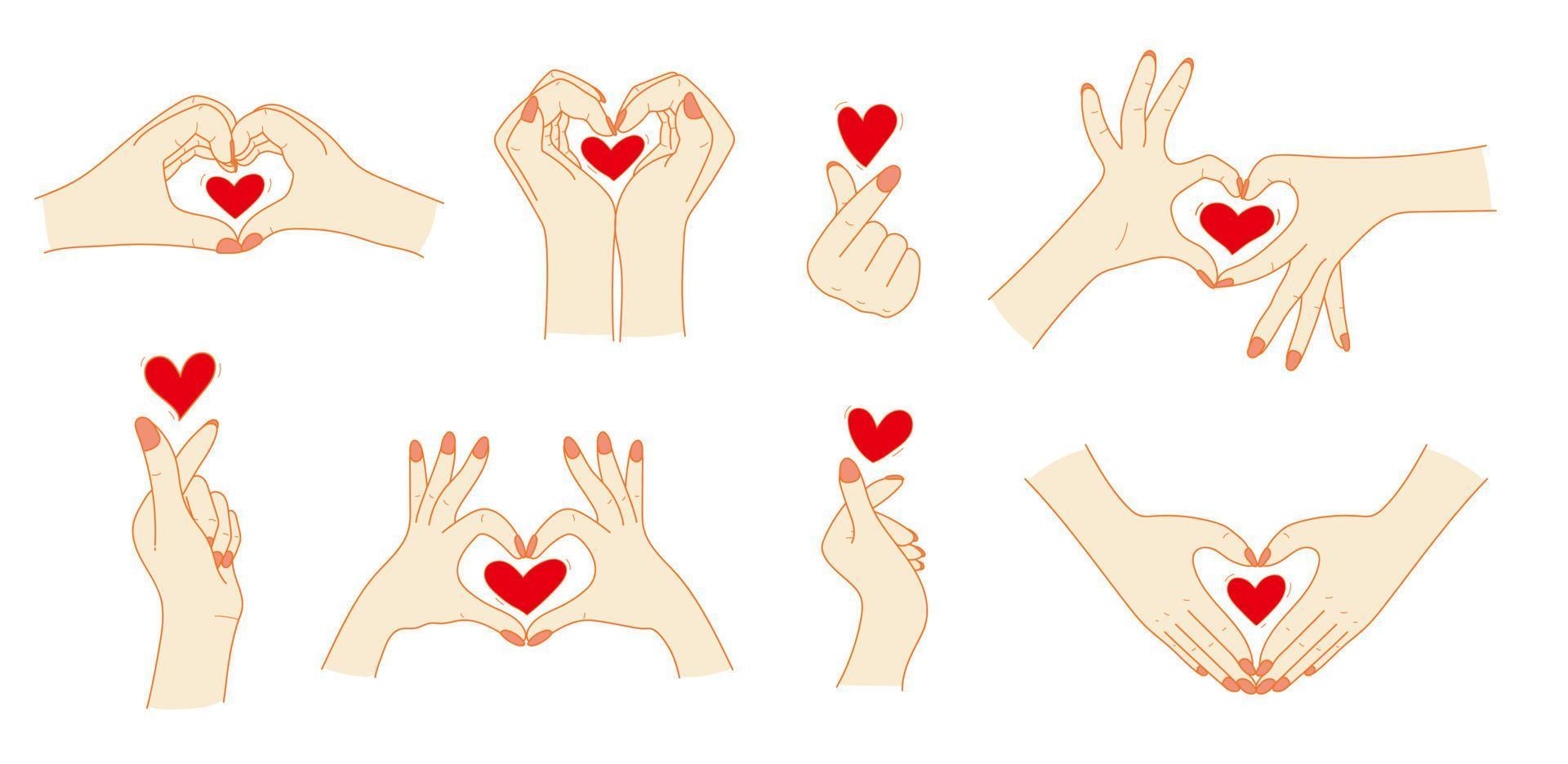 Hand drawn finger heart illustration vector collection