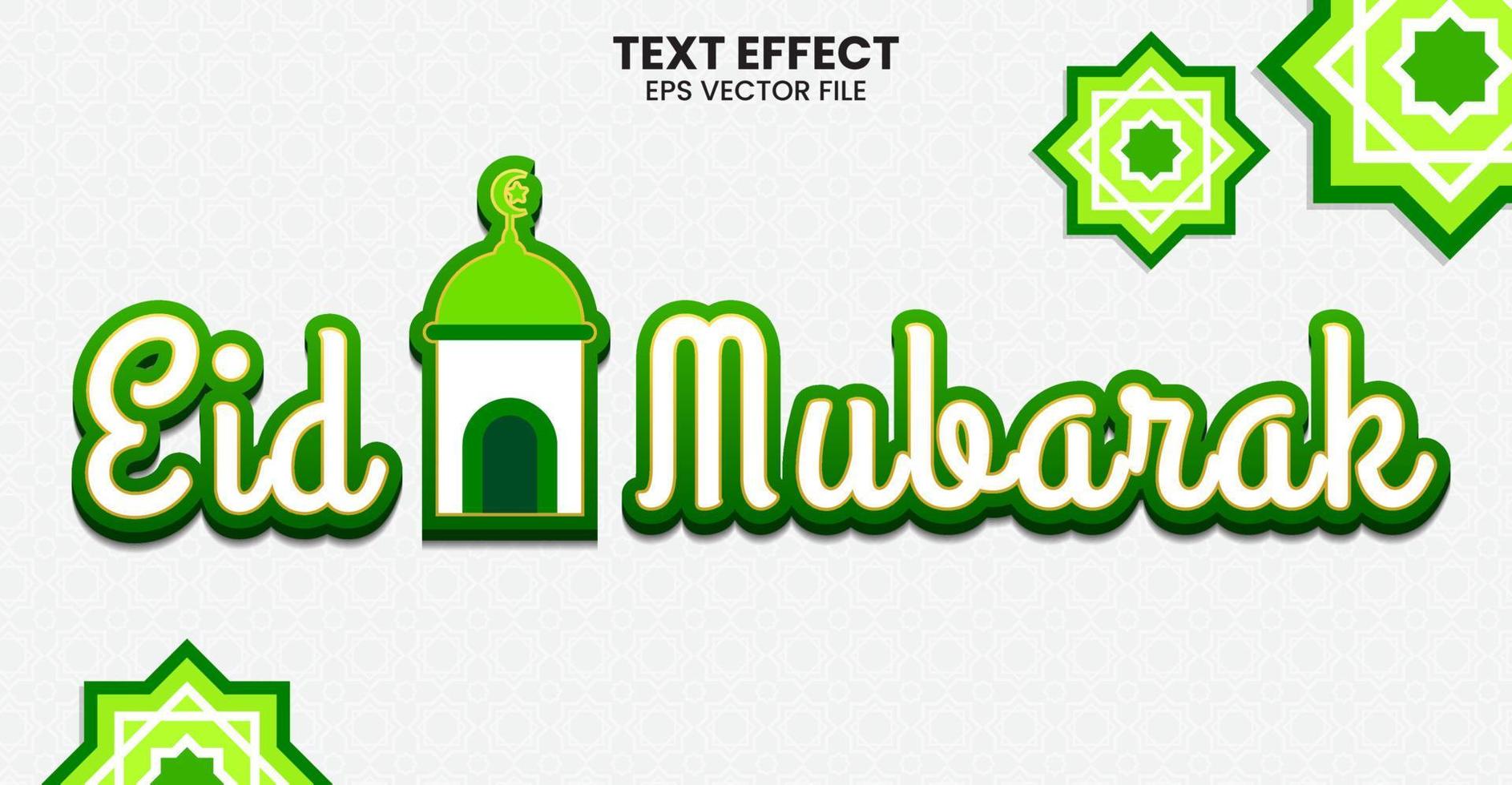 Eid Mubarak 3D Text Effect vector