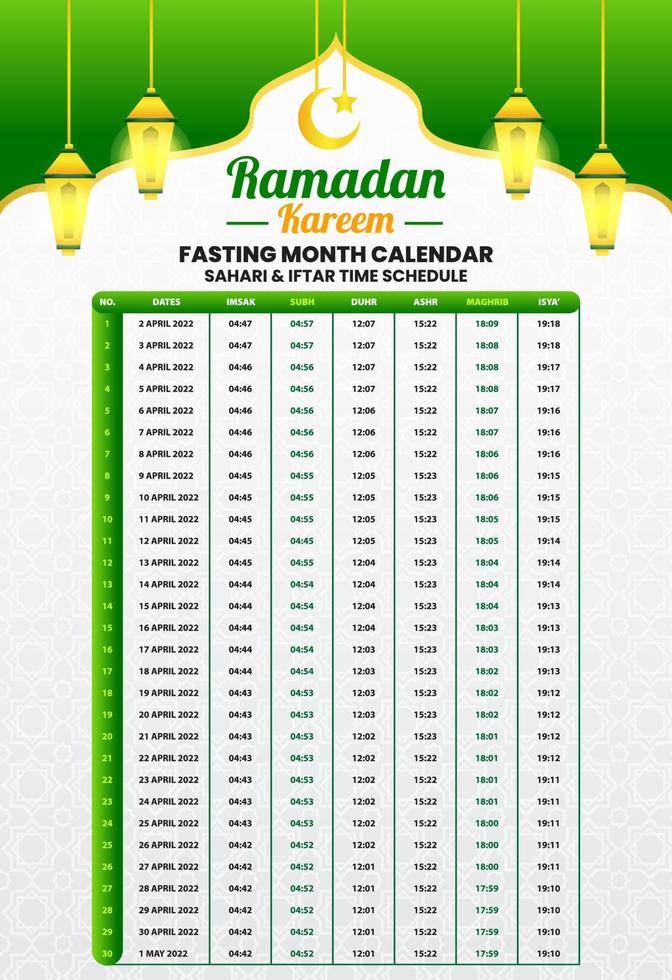 Calendar Ramadan Fasting Month vector
