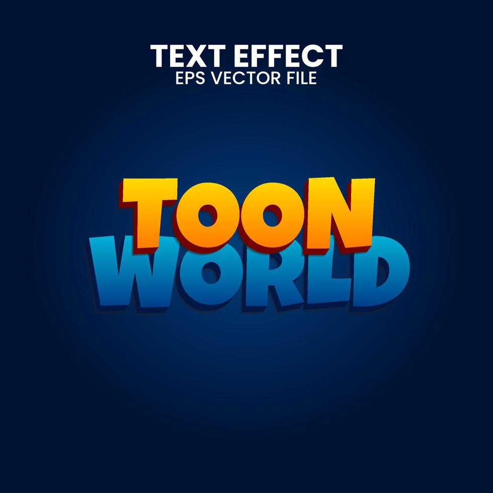 toon world efecto de texto 3d estilo gráfico vector