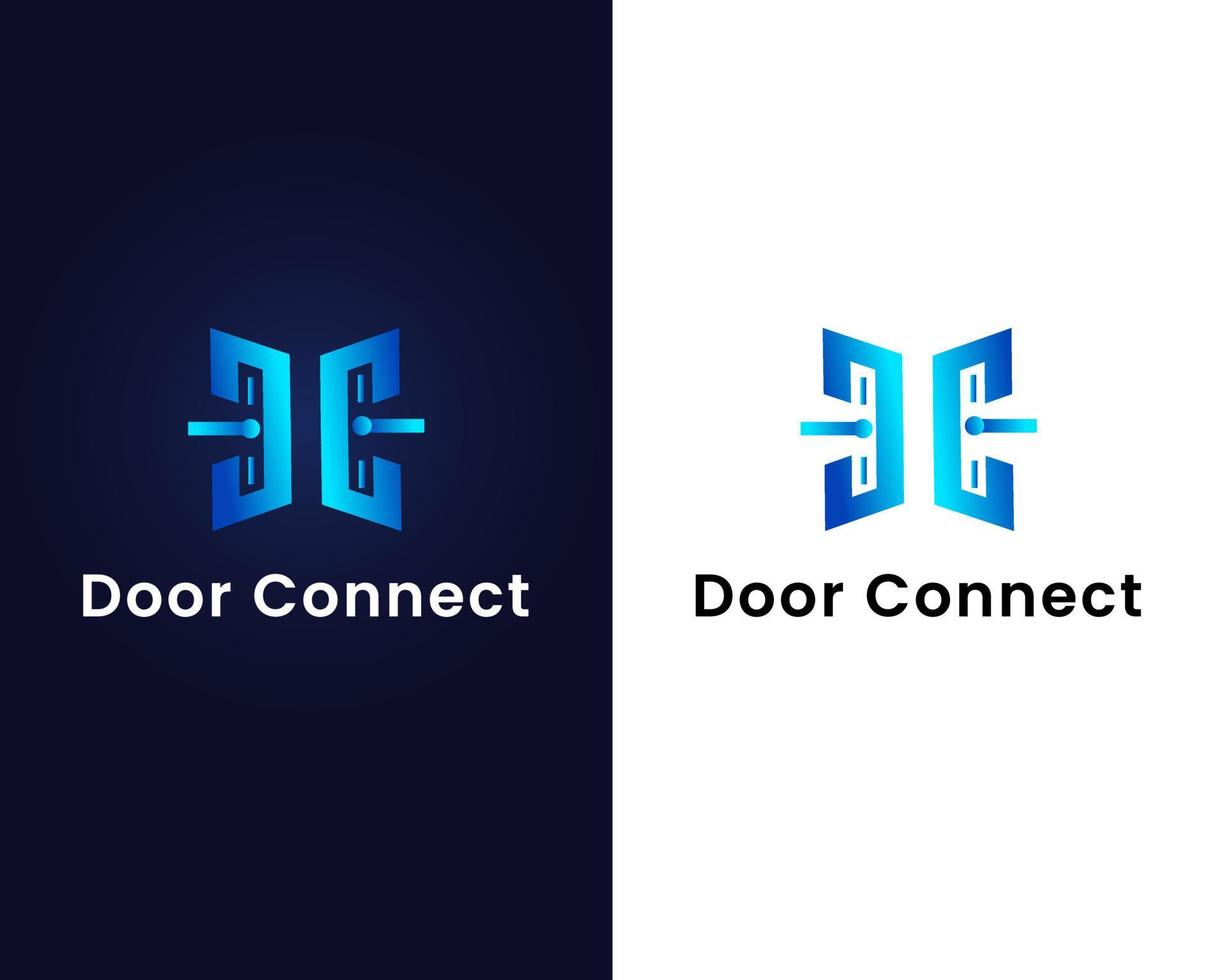 door with connect logo design template vector