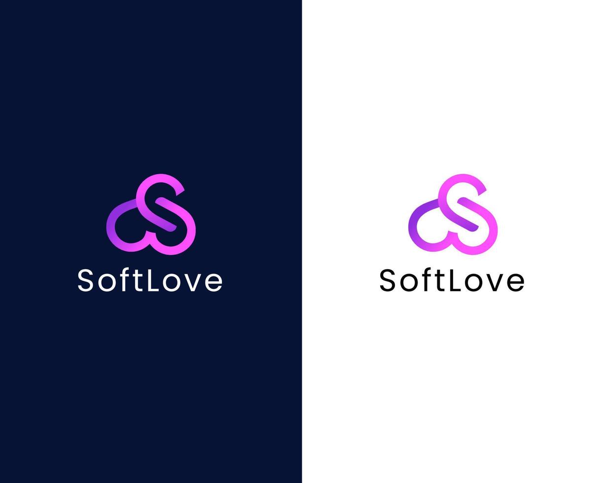 letter s with love logo design template vector