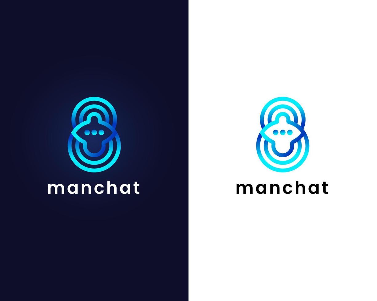 man with chat logo design template vector