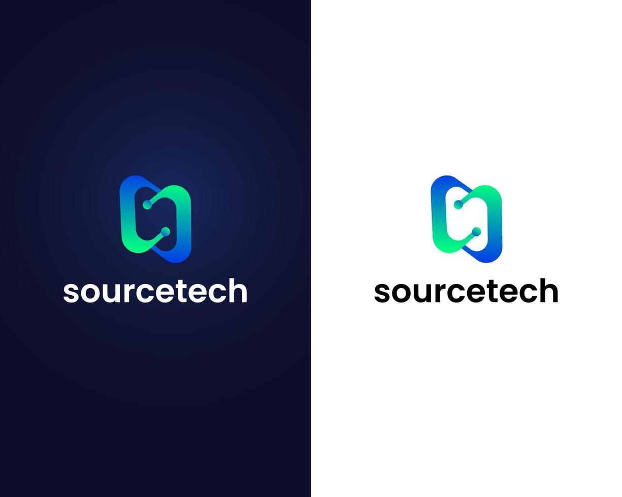 letter s with tech logo design template vector