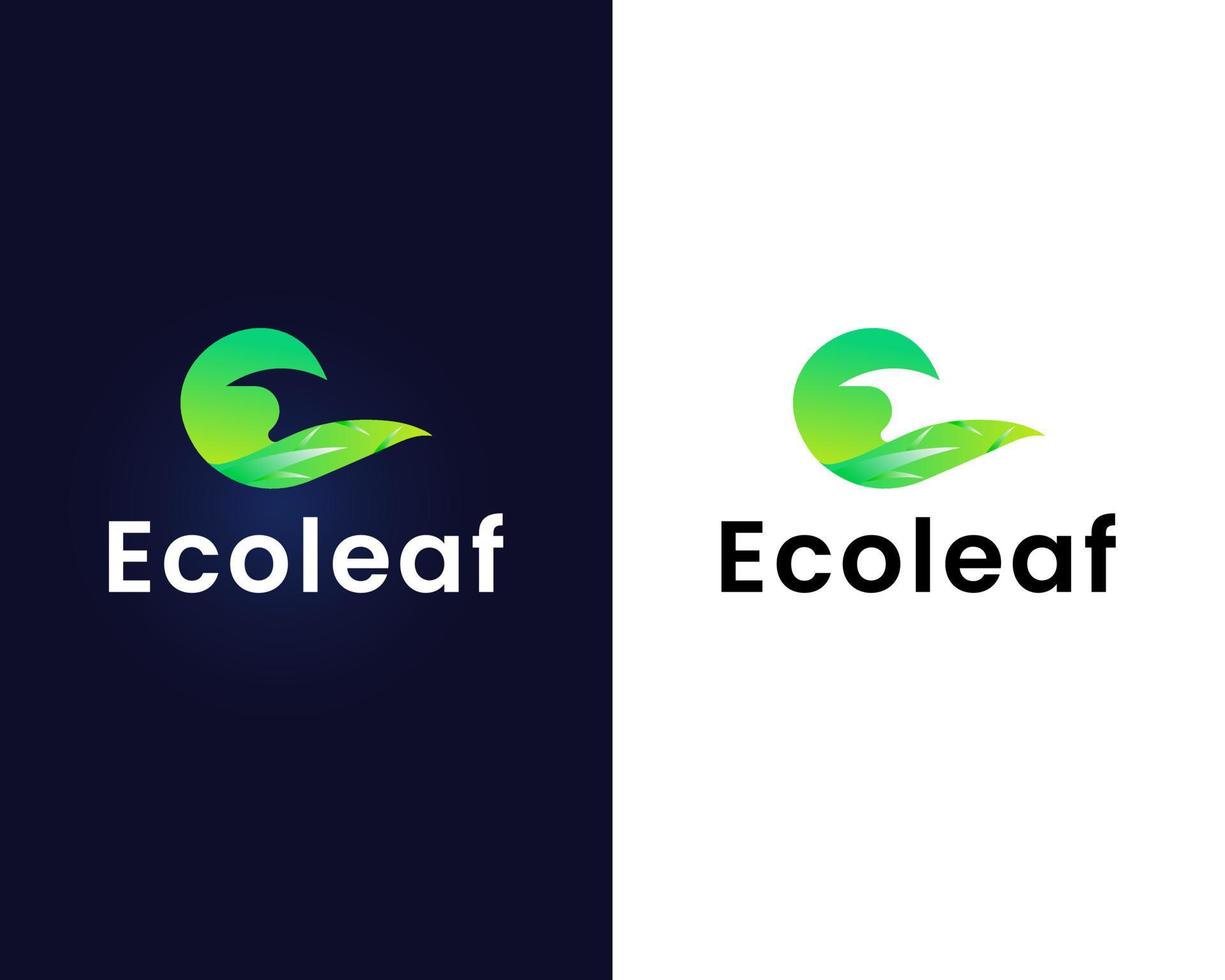 letter e with leaf logo design template vector