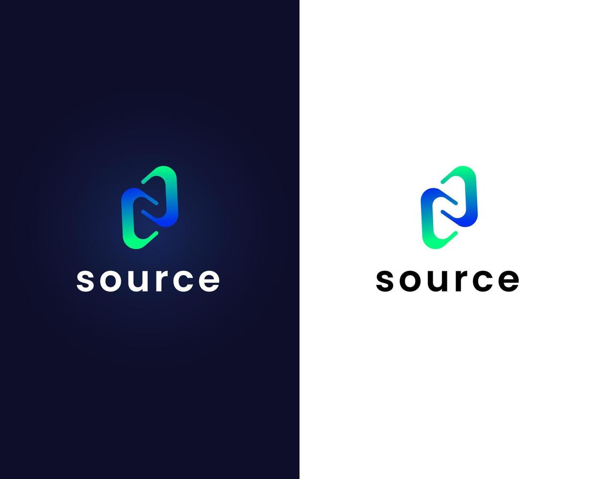 letter s logo design template with source sign vector