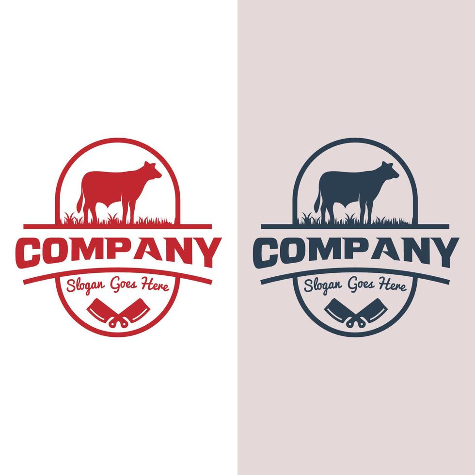 Retro Vintage Cattle Angus Beef Emblem Livestock logo design vector template