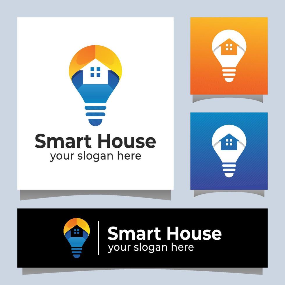 diseño de logotipo eléctrico de casa inteligente de color moderno vector