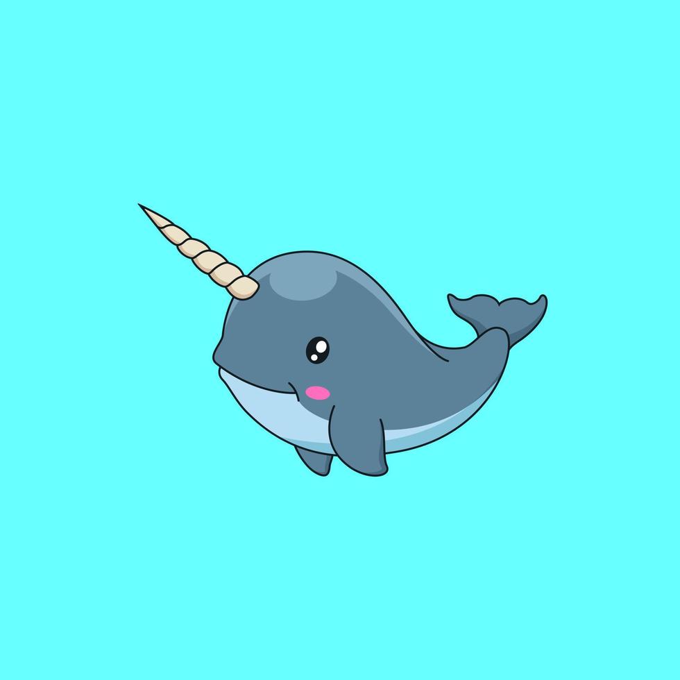 Cute narwhal cartoon. Vector illustration