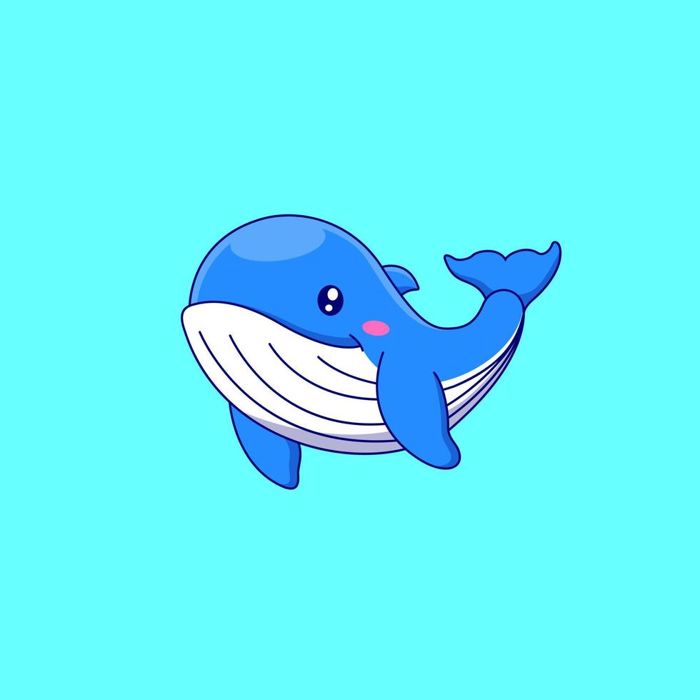 Cartoon cute whale. Vector illustration