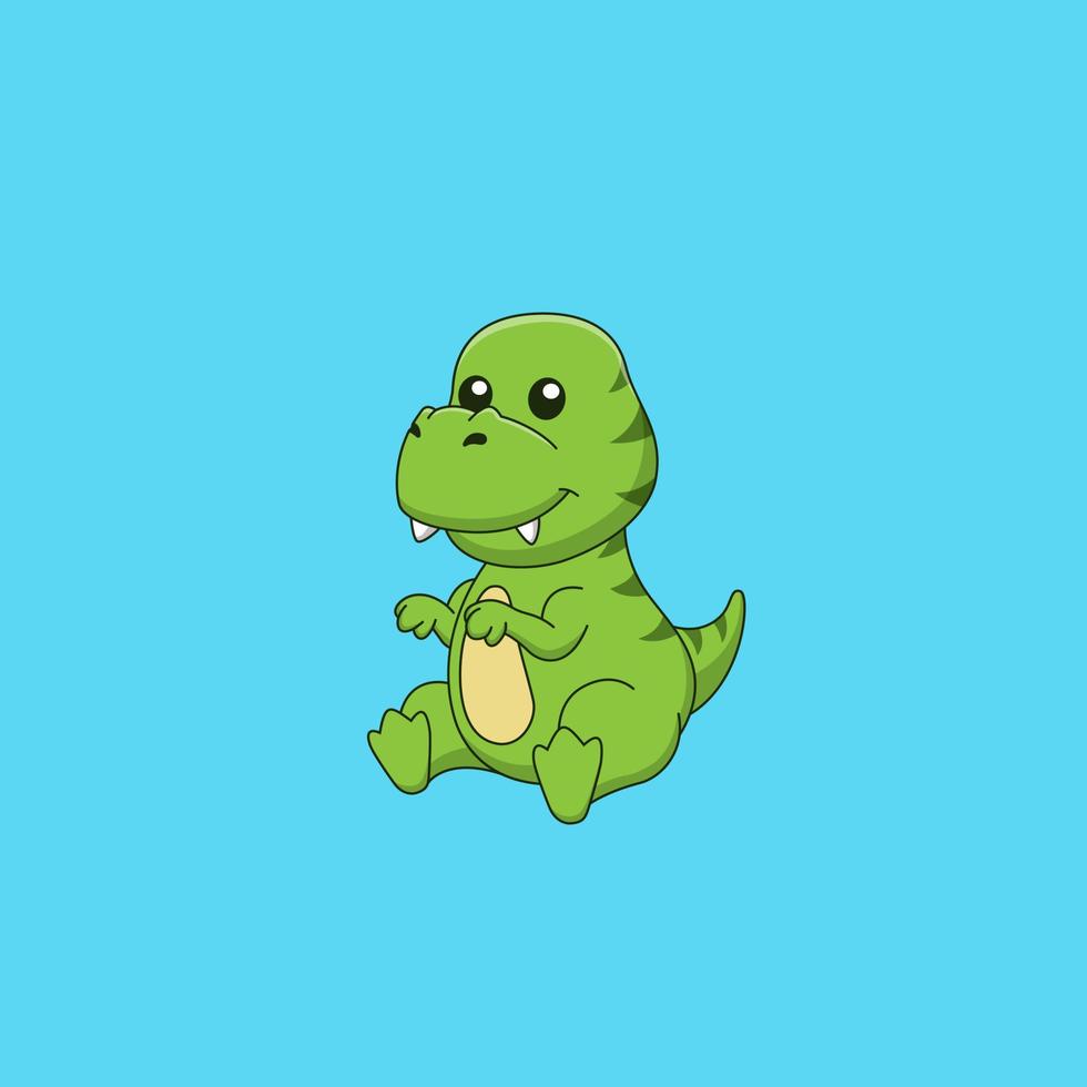 Cartoon cute baby tyrannosaurus sitting. Vector illustration