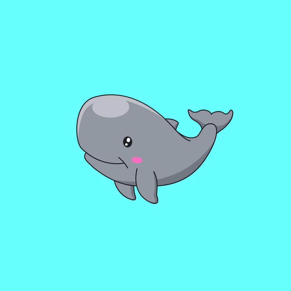 Cartoon cute sperm whale. Vector illustration