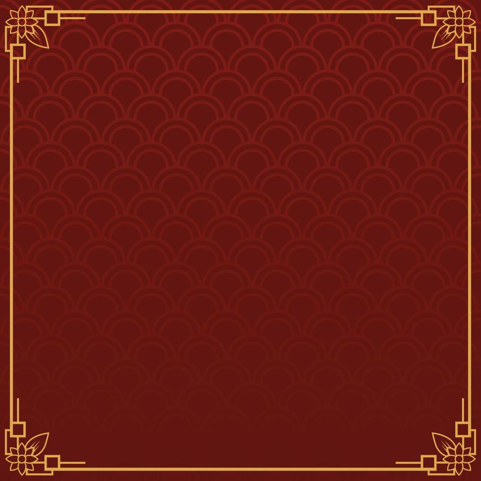 Chinese frame background. Red and yellow gold. Vector illustration