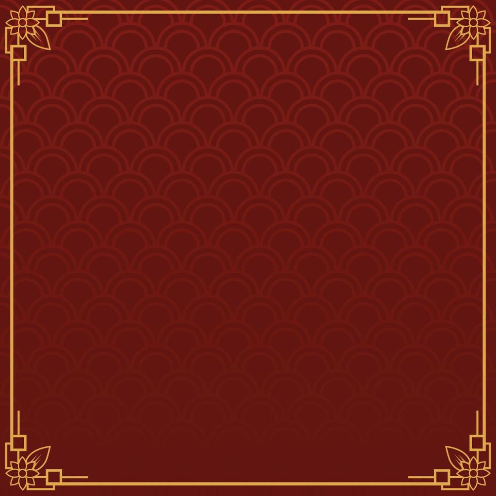 Chinese frame background. Red and yellow gold. Vector illustration