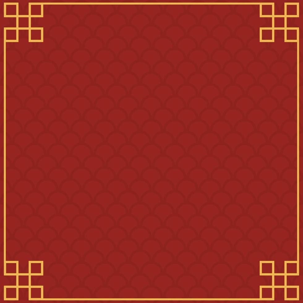 Chinese frame background. Red and yellow gold. Vector illustration