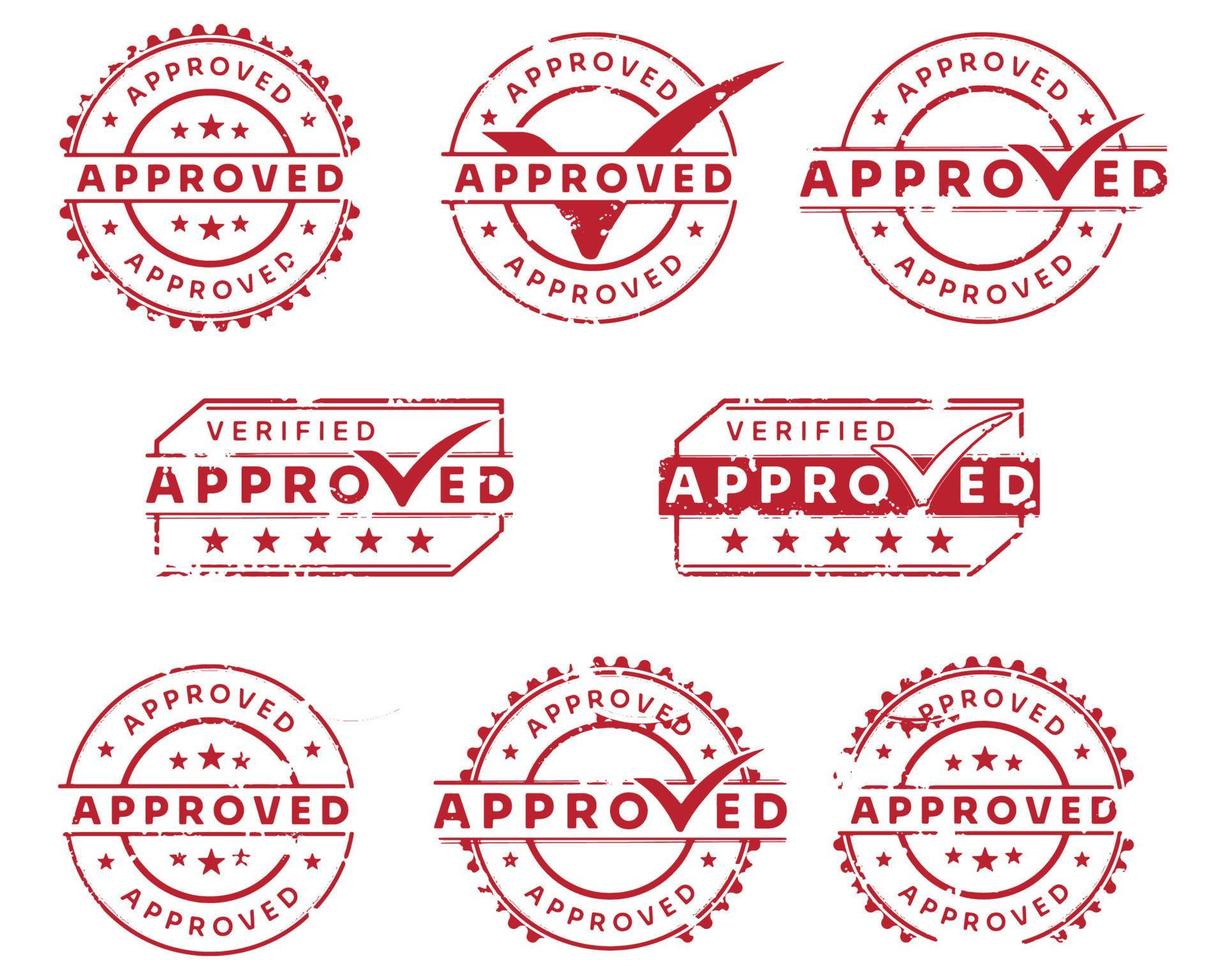 Set of approved vector stamps of various shapes