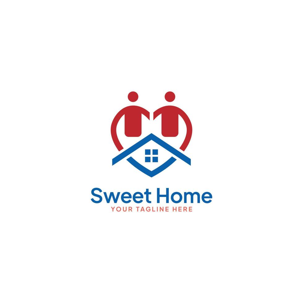 Family union happy love heart shaped. Family home logo vector
