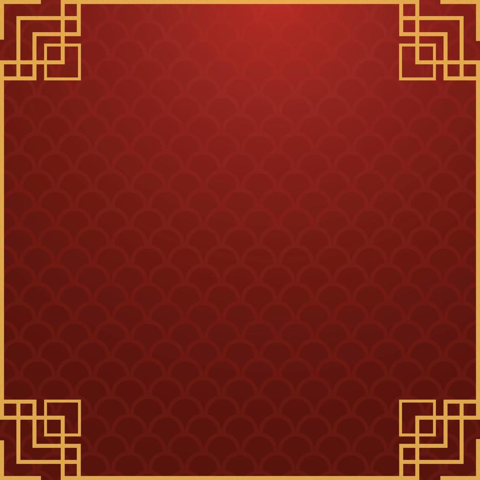 Chinese frame background. Red and yellow gold. Vector illustration