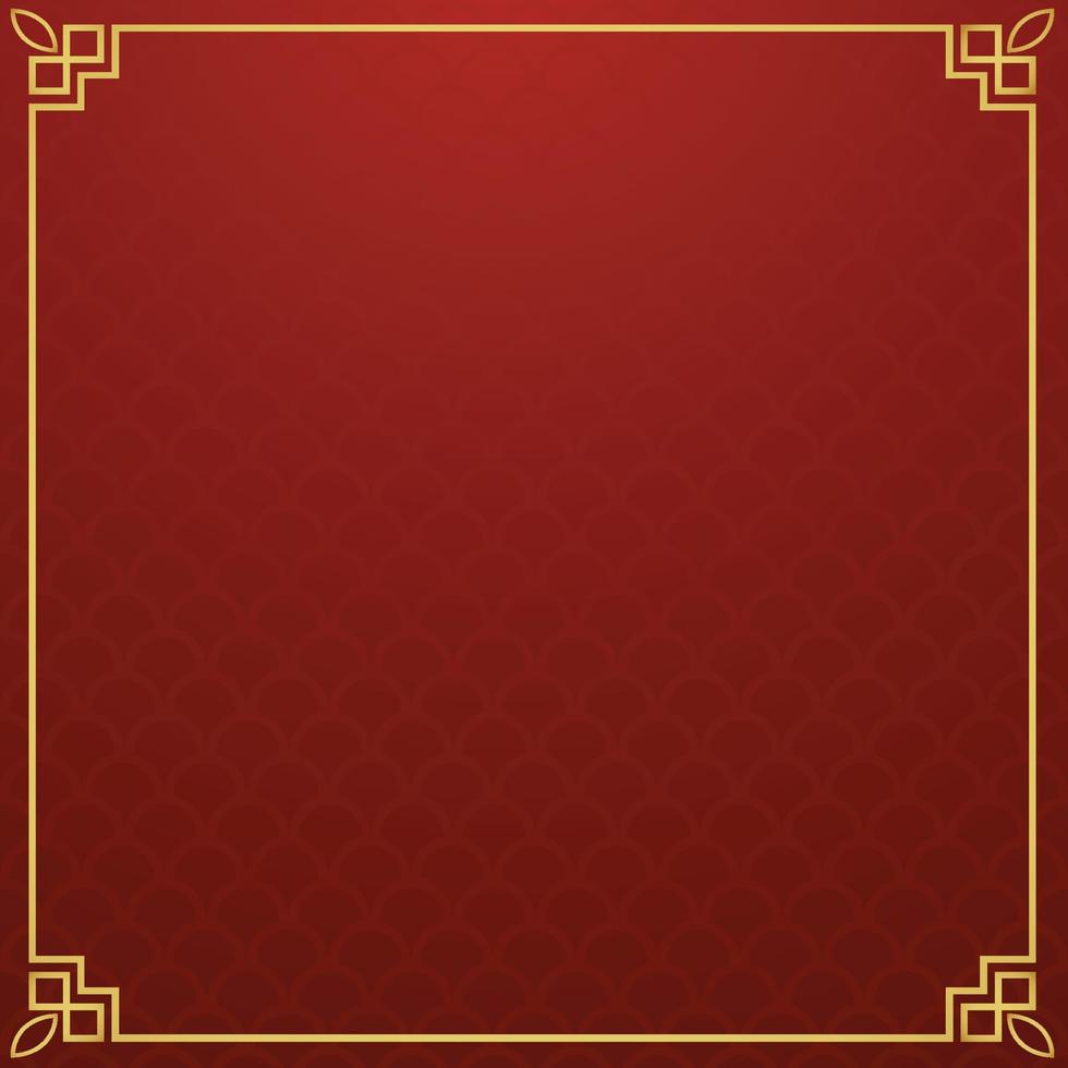 Chinese frame background. Red and yellow gold. Vector illustration