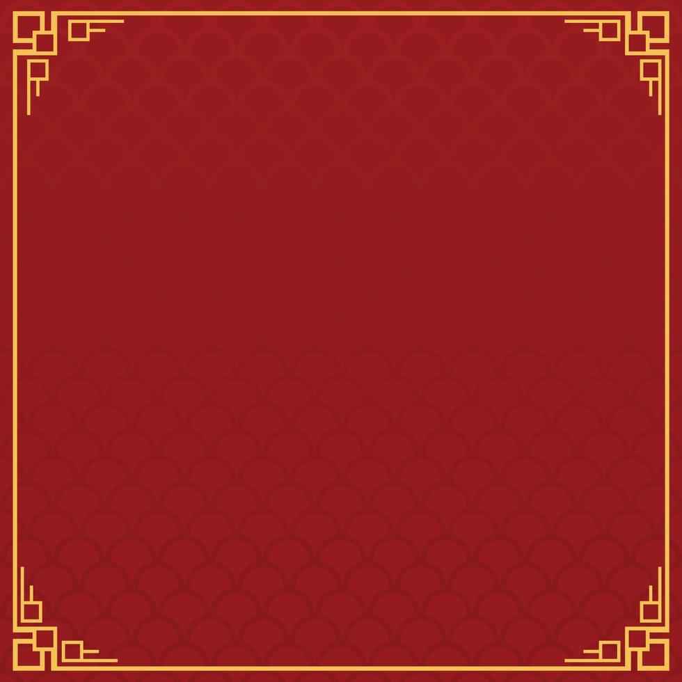 Chinese frame background. Red and yellow gold. Vector illustration