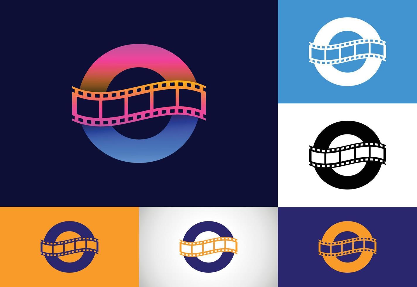 Initial O monogram alphabet incorporated with film reel. Video and movie logo concept. Font emblem. Logo for the entertainment business and company identity vector