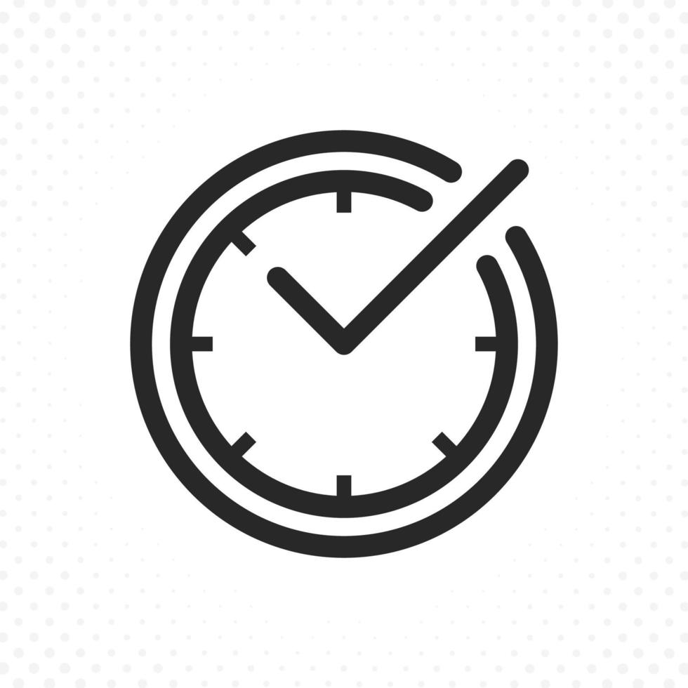 marca de verificación en el icono de la línea del reloj vector