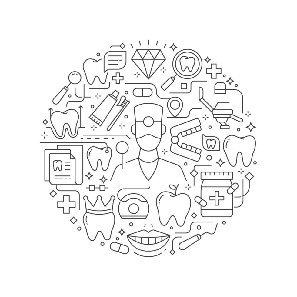 Round design element with dental care icon concept vector