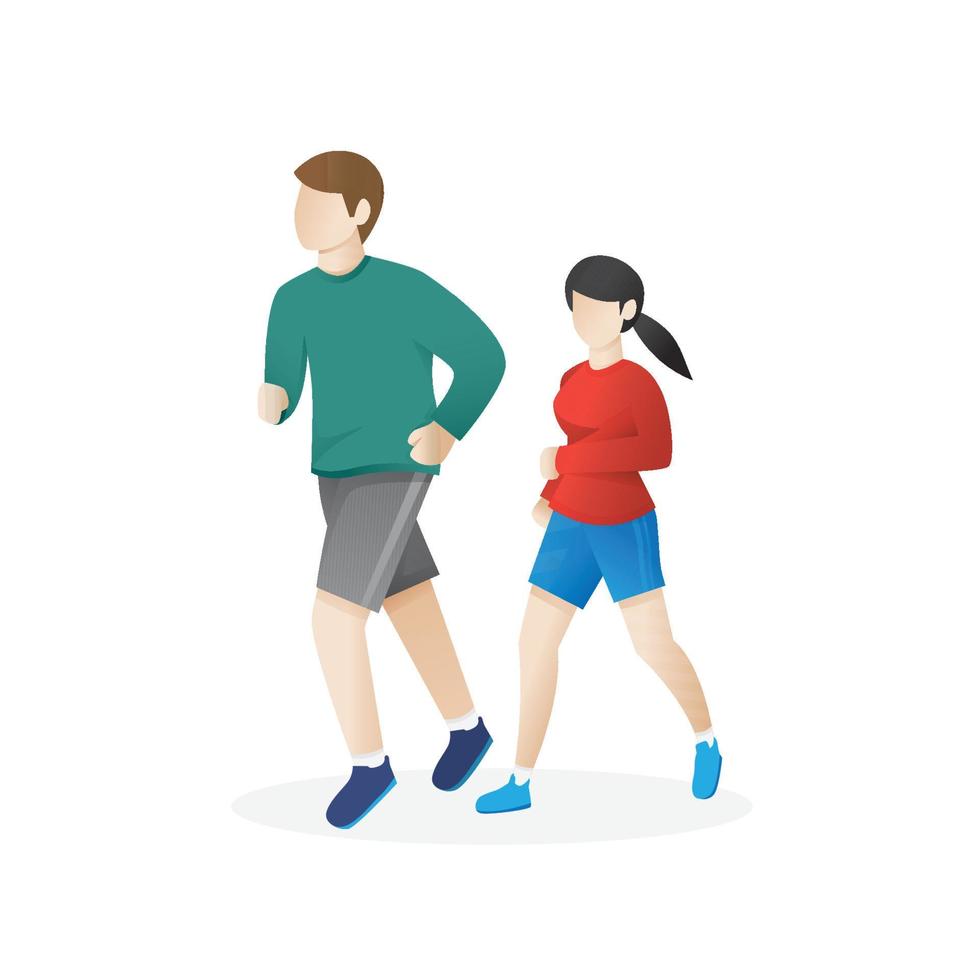 hombre y mujer corriendo vector